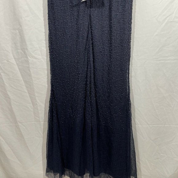 NWT $358 JS Collection Cowl Neck Beaded Mesh‎ Gown in Blue [SZ 10 ] - Picture 10 of 12